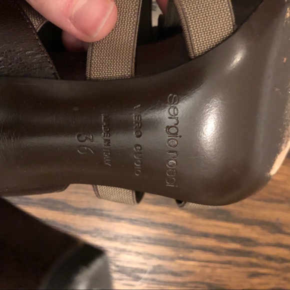 SERGIO ROSSI Leather and Elastic High Heel Sandal - Picture 6 of 7